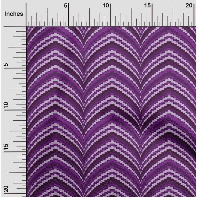 oneOone Georgette Viscose Fabric Waves Flame Stitch Print Fabric BTY 42 Inch Wide