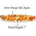 thumbnail image 2 of Natural Orange Red Agate Gemstone 8mm Round Beads Stretch Bracelet 7 Inch Unisex, 2 of 4