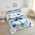 thumbnail image 4 of Erosebridal Dreamy Dragonfly Bedding Queen Comforter Set, Spring Blue Blossoms Down Comforter, Reversible 3-Piece, Reversible, 4 of 7