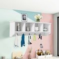 thumbnail image 2 of Costway Hanging Entryway Shelf Coat Rack Wall Mounted Storage Cabinets W/5 Dual Hooks, 2 of 9