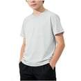 thumbnail image 1 of Zpanxa Boys Athletic Shirts Solid Color Round Neck Short Sleeve Tee Large Outdoor Sports Breathable Top With Polyester 12-13 Years, 1 of 7