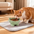 thumbnail image 4 of Green Plastic Cat Food Bowl Large Capacity Pet Drinking Bowl Elevated Design Protects Neck Anti Tip Over Easy To Clean For Cats Green, 4 of 7