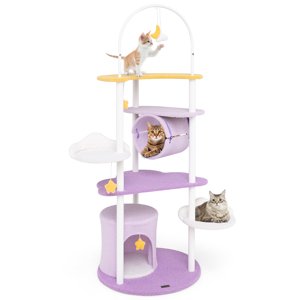Gymax Arbre Cat multi-niveaux 62'' avec plate-forme de saut en forme de lune