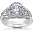 thumbnail image 1 of 1 1/5ct Lab Created Diamond Zoe Engagement Ring Matching Wedding Band White Gold, 1 of 4