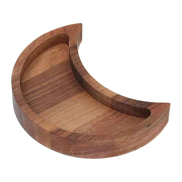 Wood Crystal Tray Moon Shape Solid Wood for Stones, Gemstones, Jewelry Display Storage