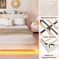 thumbnail image 4 of King Size Floating Bed Frame with LED Lights & Charging Station - Upholstered Platform Bed with Storage Headboard, Folding Shelves & Metal Slats, No Box Spring Needed, Beige, 4 of 8