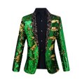 thumbnail image 1 of TIMIFIS Mens Shiny Sequin Blazer Dinner Prom Wedding One Button Suit Jacket Lapel Dress Blazer, 1 of 5