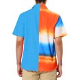 thumbnail image 3 of INSPIRE CHIC Men's Printed Button Down Short Sleeve Pocket Patchwork Shirts S Blue, 3 of 6