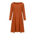 thumbnail image 4 of Robe d'Été Fluide pour Femmes Printemps et Automne Col Rond Coton Lin Ample Décontractée Couleur Unie Manches Longues Robe à Poches Taille Empire Robes pour Femmes 2023 en Liquidation, 4 of 8