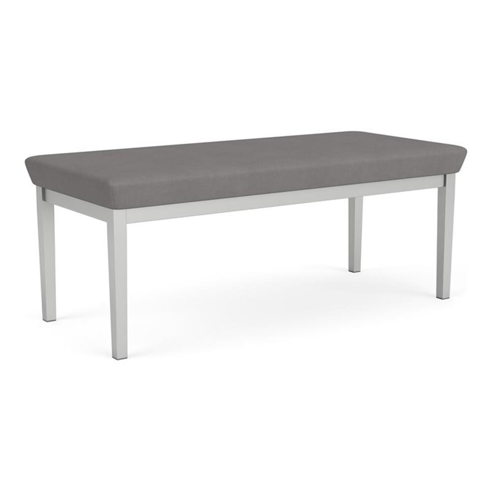 Lenox Steel Reception Waiting 2-Seat Bench / Silver Steel / Light Gray
