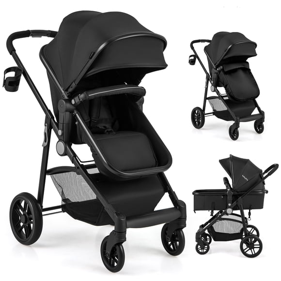 Babyjoy Poussette pour Bébé 2 en 1 Pliable, Poussette pour Enfants, Voyage, Nouveau-Né, Landau, Poussette 22 Lb Noir