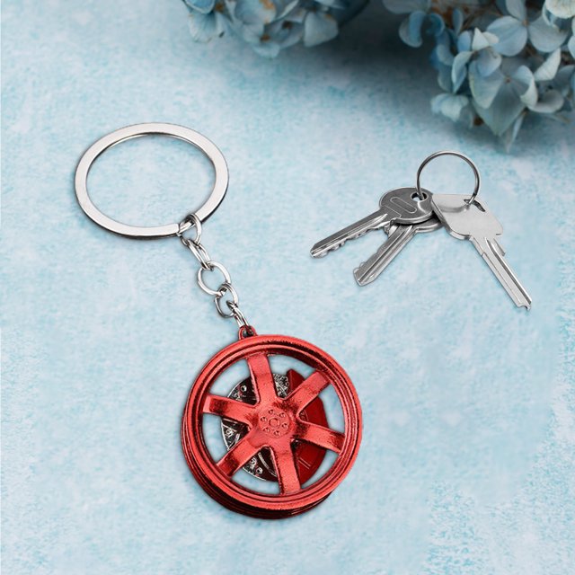 Meitianfacai Male And Female Small Gift Pendants Car Keychain Alloy Car Wheel Keychain Tire Rim Keychain Car Parts Model Key Chains Car Keyring Pendant