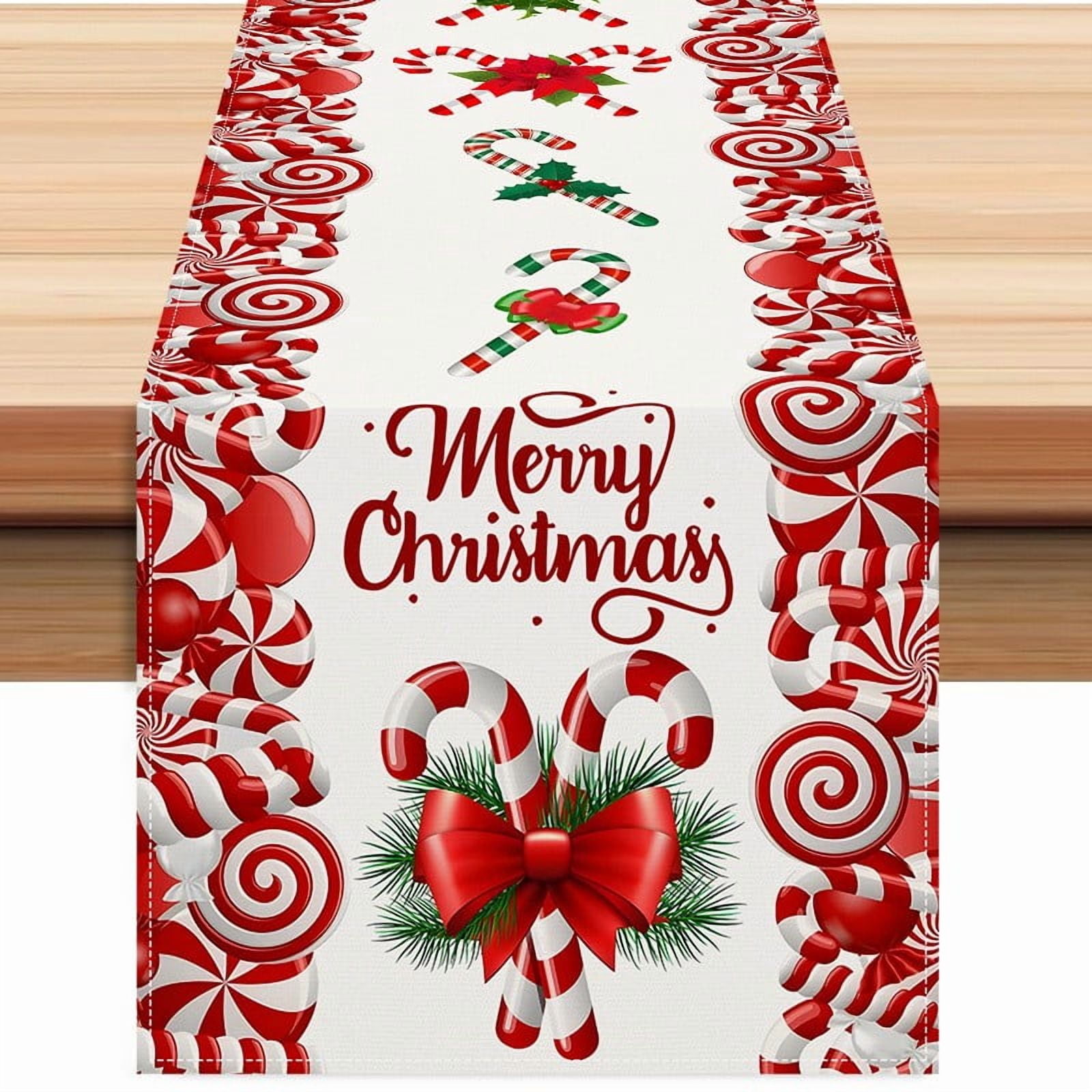 Christmas Table Runner Christmas Tablecloths, Candy Engraved Tablecloths, Holiday Party Tablecloths, Decorative Tablecloths Christmas Table Decorations