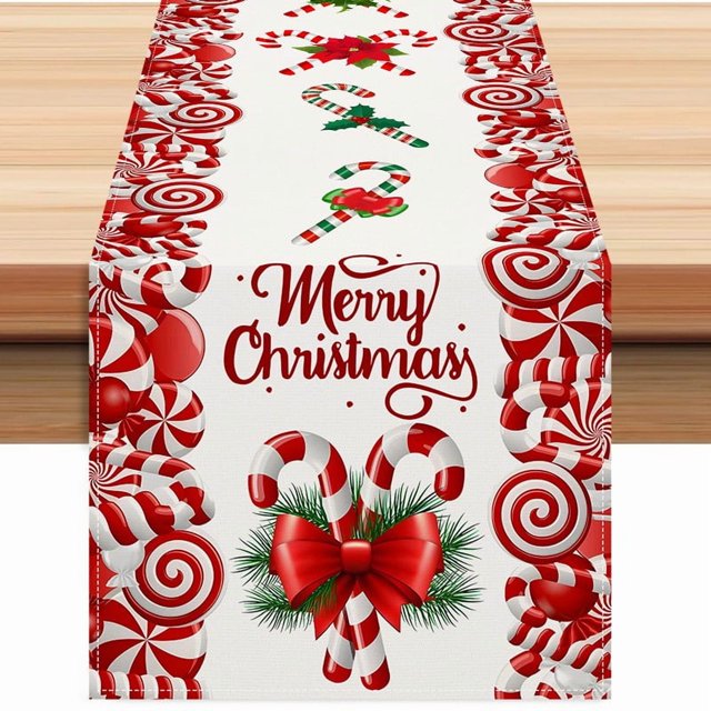Christmas Table Runner Christmas Tablecloths, Candy Engraved Tablecloths, Holiday Party Tablecloths, Decorative Tablecloths Christmas Table Decorations