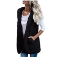 thumbnail image 1 of Veste Sans Manches en PVC pour Femmes, Couleur Unie, avec Poches, Col à Revers, Coupe Ample, Haut, 1 of 6