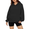 thumbnail image 4 of Ladies Hoodies Fall Solid Oversize Hoodie Basic Pullover Sweatshirt Long Sleeve Drop Shoulder Design Womens Sweaters Black XXXXL, 4 of 6