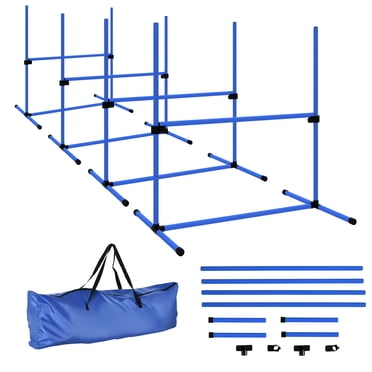 PawHut Set of 4 Dog Training Agility Gear with Carrying Bag (Blue)