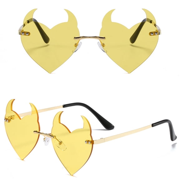 WIFKLSIIPG Heart Rimless Funny Party Cute Sunglasses 2022 Blank Sunglasses Name Brand Sunglasses