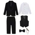 thumbnail image 4 of MKOSPLRT Complets Formels pour Garçons Coupe Ajustée Ensemble de Costume pour Enfants 6 Pcs Veste Pantalon avec Chemise Habillée Nœud Papillon et Poche Carrée pour Mariage Bal, 4 of 9