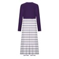 thumbnail image 5 of cfhntfmh Robes Maxi pour Femmes Automne Col Rond Manches Longues Robe Rayée Robe Tendance à Blocs de Couleur Robe de Détente avec Poches, 5 of 5
