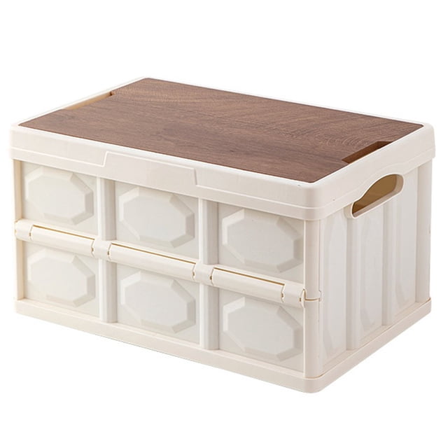 MesaSe Outdoor Folding Box Removable Wooden Board Top Lid Large Capacity Multifunctional Storage Portable Camping Car Trunk Storage Box Home Clothes Container Household Products