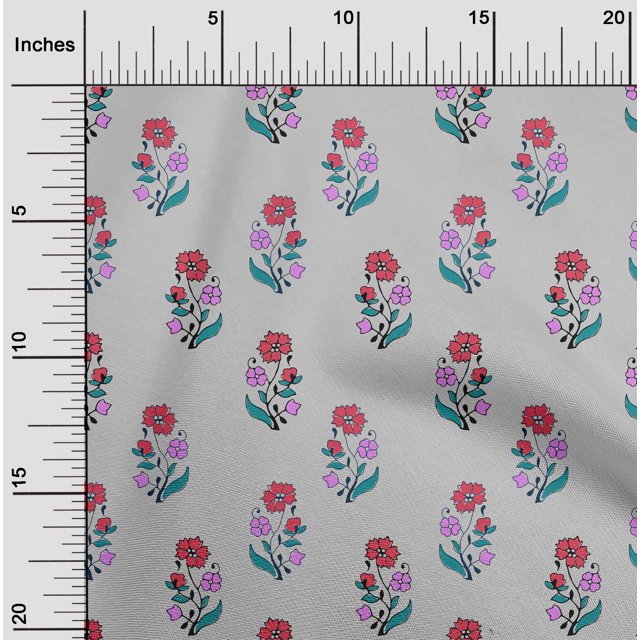 oneOone Polyester Lycra Fabric Leaves & Floral Block Decor Fabric Printed BTY 56 Inch Wide