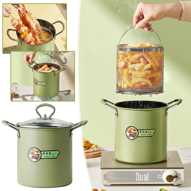 Friteuse de Comptoir, Mini Friteuse pour Petits Lots, Sécuritaire pour la Cuisinière avec Surface Antiadhésive et Poignée Froide, 1 Unité