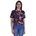 thumbnail image 1 of Moomaya Haut Court Imprimé pour Femmes Été Décontracté T-Shirt à Col à Fermeture à Glissière, 1 of 7