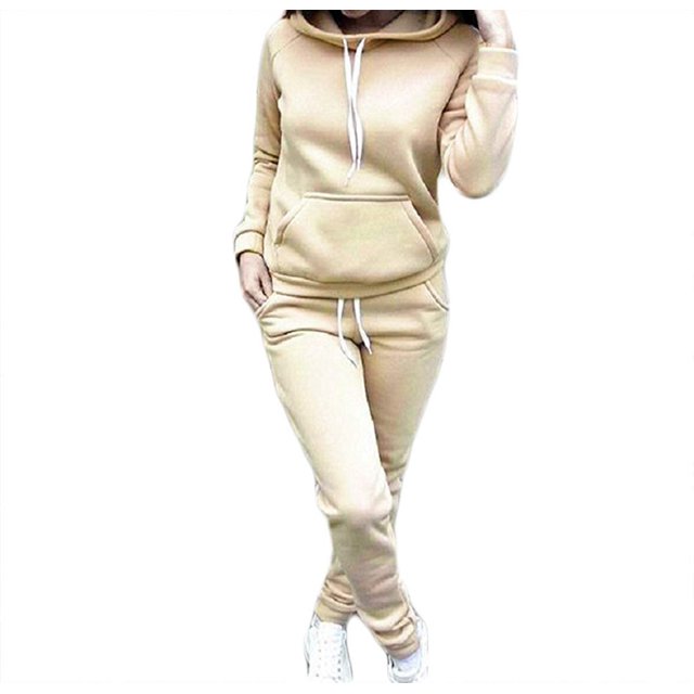 Tenue de Jogging pour Femmes Ensembles à Manches Longues Survêtement Ensemble 2 Pcs Pantalon Long Ensemble de Chandail à Capuchon
