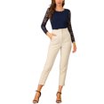 thumbnail image 2 of INSPIRE CHIC Blouse en Dentelle Transparente à Broderie Florale pour Femme, Col Rond, Manches Longues, m Bleu Foncé, 2 of 6