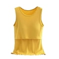 thumbnail image 3 of Sentmoon Camisole de Maternité Ample à Col Rond Extensible Haut d'Allaitement Uni Sans Manches à Bretelles Spaghetti Chandails d'Allaitement Stylés pour le Bureau Jaune TTTG, 3 of 4