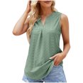 thumbnail image 1 of Timegard Womens Tank Tops Eyelet V Neck Ruched Tunic Tops Summer Beach Dressy Casual Solid Color Tee, 1 of 7