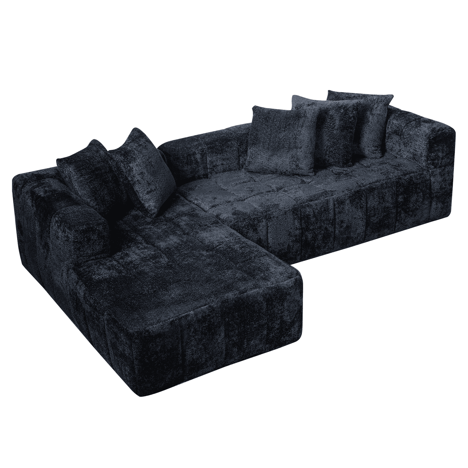 Noble House 107.9" Cloud Modular Sectional Sofa,L-Shape Chaise with Deep Seat for Living Room Bedroom,Black