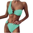 thumbnail image 2 of Weiqiqre Womens Swimsuits One Shoulder Bikini Twisted Ruched High Cut Bandeau Bikini Set Two Piece Swimsuit, 2 of 5
