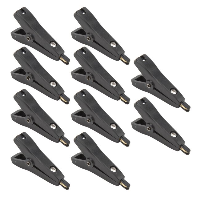 Insulated Clips, Positive Negative Test Clamp 10Pcs Portable Gold Plated Brass 25mm Opening For Multimeter Black