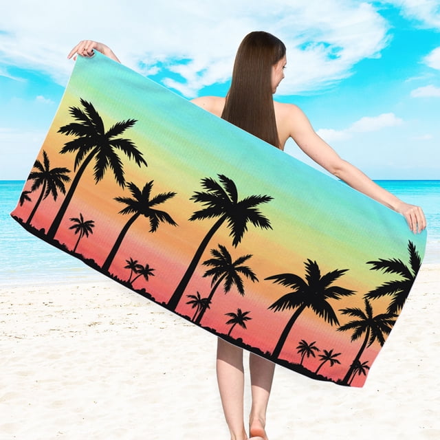 PRETXORVE European and Double-sided Beach-border Printing Microfiber Beach Swimming