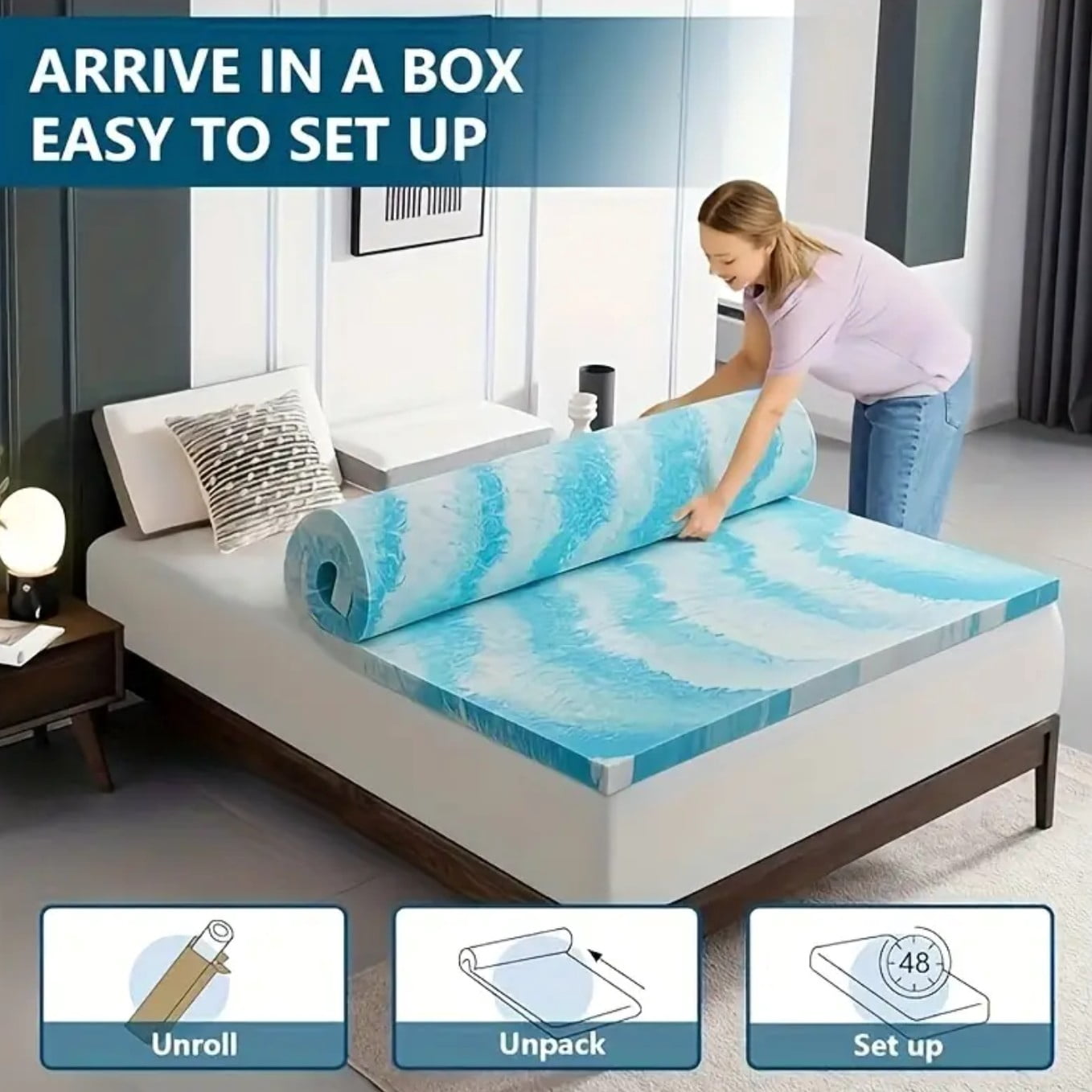 Queen Mattress Topper, Soft Gel Infused Mattress Pad, Bed Topper,