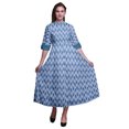 thumbnail image 1 of Bimba Robe à Manches Retroussables Imprimée Ikat pour Femmes, Col Mandarin, Chemise Boutonnée - XX-Grand, 1 of 5