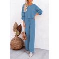 thumbnail image 2 of ORUYROP Ensemble de Pull 2 Pcs pour Femmes Haut Court à Manches Longues et Pantalon Large, 2 of 7