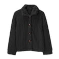 thumbnail image 4 of Breezora Women's Reversible Fleece Coat Winter Warm Stand Collar Button Down Twisted Design Jacket S Size Black, 4 of 9