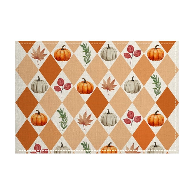 Fasiaou Fall Placemats, 12 x 18 Inch, Printed Thanksgiving Maple Leaf Linen Table Mats, Seasonal Autumn Holiday Table Decorations for Kitchen, Dining, Party Decor