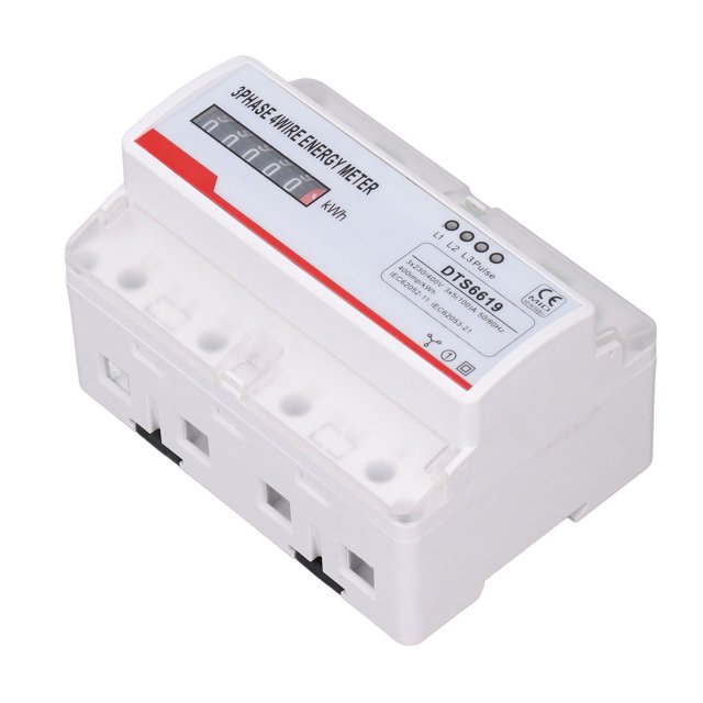 Energy Meter, Power Accurate 3 Phase 4 Wires Efficient 35mm DIN Rail Mounting Durable PC For Industry