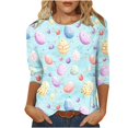 thumbnail image 2 of UPPADA T-Shirts de Pâques pour Femmes Bunny Lapin Oeuf Imprimé T-Shirts Manches 3/4 Col Rond T-Shirts d'Été Décontractés Mignons T-Shirts Graphiques Chandail Confortable Haut Vert,P, 2 of 5