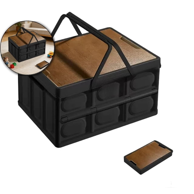 Collapsible Storage Bins Box with Lids and Handle, 30L Portable Plastic Storage Crate Containers Totes, Stackable Foldable Camping Basket Supplies for Camp Fishing Car RV, Office