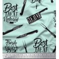 thumbnail image 1 of Soimoi Green Silk Fabric Text & Knife Kitchen Printed Fabric 1 Yard 42 Inch Wide, 1 of 3