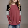 thumbnail image 2 of Posijego Girls Striped Long Sleeve Shirts Kids Round Neck Color Block Tunic Tops Spring T-Shirts Size 4-14 Years, 2 of 6