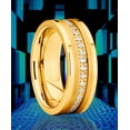 thumbnail image 2 of Men's Goldtone Tungsten Ring Wedding Band Cubic Zirconia Comfort-Fit 8MM, 2 of 5