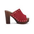 thumbnail image 3 of BLISSFUL STEP Chaussures pour Femmes à Plateforme à Talons Épais à Bout Ouvert à Rivets en Faux Suède Sandales à Enfiler Rouges 6,5, 3 of 7