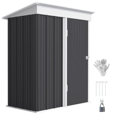 Outsunny 5x3 FT Small Outdoor Storage Shed with Adjustable Shelf Dark Grey