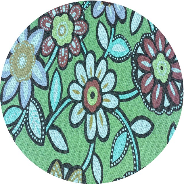 Ahgly Tapis Rond Lavable en Machine Intérieur Transitionnel Turquoise Vert, 5 Pieds Rond